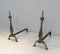 Brass and Wrought Iron Andirons, 1940s, Set of 2 12