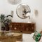 Curved Coffee Table with Wooden Structure Covered in Brass, Image 5