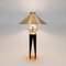 Große V Tischlampe mit geometrischem Eichenfuß, Glaskugel & Messing Details von Louis Jobst 3