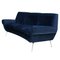 Italian Navy Blue Cotton Velvet Curved Sofa by Gigi Radice for Minotti, 1950s 3