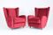 Rote Italienische Sessel aus Samt, 1950er, 2er Set 4
