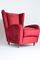Rote Italienische Sessel aus Samt, 1950er, 2er Set 6
