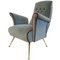 Mid-Century Italian Velvet Armchair with Spider Legs 1