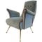 Mid-Century Italian Velvet Armchair with Spider Legs, Image 1