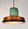 Mid-Century Copper Pendant Light with Teal Glass, 1950s 6