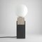 Square Monument Table Lamp in Travertine, Solid Steel, & Glass by Louis Jobst, 2016 1