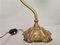Portugiesische Jugendstil Tischlampe aus Messing mit Schwanenhals und verstellbarem Tulpenschirm aus Milchglas 10