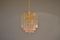 Mid-Century Champagne Rosé Crystal & Gold Colored Metal Chandelier