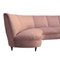 Modernes halbgeschwungenes Mid-Century Samtsofa in pastellrosafarbenem Bezug, 1940er 7