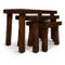 Vintage Solid Oak Nesting Tables or Benches, Set of 3, Image 5