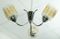 Vintage Art Deco 3-Armed Hanging Lamp with Glass Shades