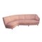 Mid-Century Modern Semi-Curved Pastel Pink Cotton Velvet Sofa, 1940s 4