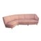 Mid-Century Modern Semi-Curved Pastel Pink Cotton Velvet Sofa, 1940s, Image 4