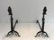 Hammered and Wrought Iron Snail Andirons, 1900s, Set of 2 2