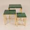 Mid-Century Malachite and Gold Gilt Brass Nesting Tables Coffee Table, 1970s, Set of 3 1