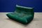 Bottle Green Velvet Togo Corner Chair, 2-, 3-Seat Sofa by Michel Ducaroy for Ligne Roset, Set of 3 5