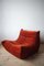 Amber Corduroy Togo Lounge Chair, Pouf and 3-Seat Sofa by Michel Ducaroy for Ligne Roset, Set of 3, Image 3