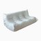 White Leather Togo Lounge Chair, Pouf and 3-Seat Sofa by Michel Ducaroy for Ligne Roset, Set of 3 2