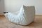White Leather Togo Lounge Chair, Pouf and 3-Seat Sofa by Michel Ducaroy for Ligne Roset, Set of 3 5