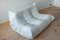 White Leather Togo Pouf and 2-Seat Sofa by Michel Ducaroy for Ligne Roset, Set of 2 2