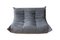 Grey Microfiber Togo Lounge Chair, Corner Chair and 2-Seat Sofa by Michel Ducaroy for Ligne Roset, Set of 3 2