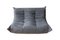 Grey Microfiber Togo Lounge Chair, Corner Chair and 2-Seat Sofa by Michel Ducaroy for Ligne Roset, Set of 3, Image 2