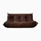 Dark Brown Leather Togo Corner Chair, 2- and 3-Seat Sofa by Michel Ducaroy for Ligne Roset, Set of 3 1
