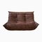 Dark Brown Leather Togo Corner Chair, 2- and 3-Seat Sofa by Michel Ducaroy for Ligne Roset, Set of 3 2