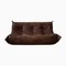 Dark Brown Leather Togo Corner Chair, 2- and 3-Seat Sofa by Michel Ducaroy for Ligne Roset, Set of 3, Image 1