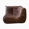 Dark Brown Leather Togo Corner Chair, 2- and 3-Seat Sofa by Michel Ducaroy for Ligne Roset, Set of 3, Image 6