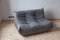 Grey Microfiber Togo Pouf and 2-Seat Sofa by Michel Ducaroy for Ligne Roset, Set of 2, Image 1