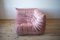 Pink Pearl Velvet Togo Lounge Chair, Corner Chair and 2-Seat Sofa by Michel Ducaroy for Ligne Roset, Set of 3, Image 1