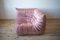 Poltrona Togo in velluto rosa perlato, poltrona ad angolo e divano a due posti di Michel Ducaroy per Ligne Roset, set di 3, Immagine 1