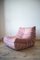 Pink Pearl Velvet Togo Lounge Chair, Corner Chair and 2-Seat Sofa by Michel Ducaroy for Ligne Roset, Set of 3 2