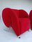 Red Velvet Virgola Lounge Chairs attributed to Yaakov Kaufman for Arflex, 1990s, Set of 2 7