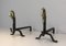 Vintage Iron and Brass Andirons with Duck Heads, 1940s, Set of 2 1