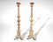 19th Century French Ecclesiastical Hand Carved Oak Floor Candlesticks, Set of 2 1