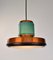 Mid-Century Copper Pendant Light with Teal Glass, 1950s 2
