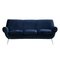 Italian Navy Blue Cotton Velvet Curved Sofa by Gigi Radice for Minotti, 1950s 1