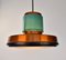 Mid-Century Copper Pendant Light with Teal Glass, 1950s 8