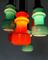 Lámpara de araña italiana con seis luces en verde azulado y naranja de Stilnovo, años 60, Imagen 5