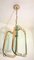 Lámpara colgante italiana de latón y vidrio, años 40, Imagen 5