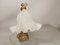 Portugiesische Jugendstil Tischlampe aus Messing mit Schwanenhals und verstellbarem Tulpenschirm aus Milchglas 8