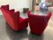 Red Velvet Armchairs and Sofa, 1950s, Set of 3 8