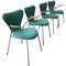 Turquoise Upholstered Model 3207 Butterfly Chairs by Arne Jacobsen, 1950s, Set of 4 1