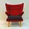 Scandinavian Red Wingback Armchair, 1950s, Image 3