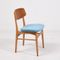 Vintage Teak Dining Chairs with Light Blue Upholstery, Set of 4 3