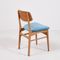 Vintage Teak Dining Chairs with Light Blue Upholstery, Set of 4, Image 4