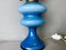 Portuguese Blue Opaline Glass Table Lamp in style of Paraffin Oil Lamp, 1970s 7