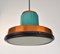 Mid-Century Copper Pendant Light with Teal Glass, 1950s 13